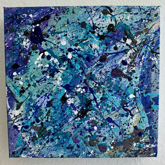 Untitled (Blue) Original Abstract Painting 8x8in