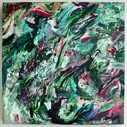 'Rainforest' Original Abstract Acrylic Painting 20x20in