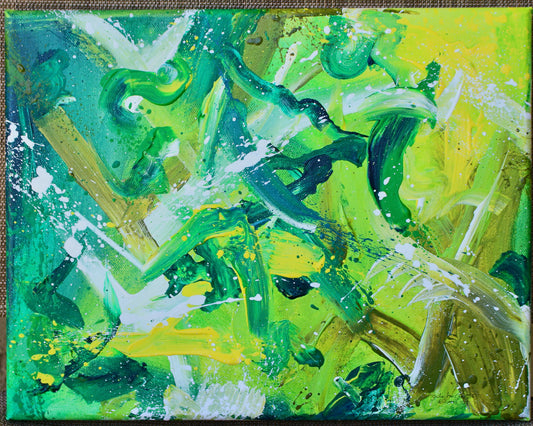 'Lemon Lime' Original Abstract Acrylic Painting 11x14in