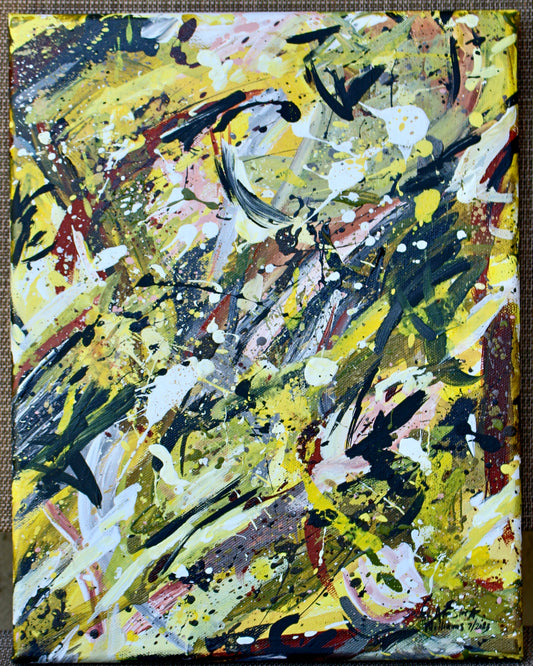'Two Banana' Original Abstract Acrylic Painting 11x14in