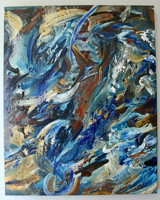 'Blue Abyss' Original Abstract Acrylic Painting 24x30in